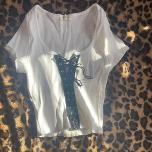 corset flashy crop top white